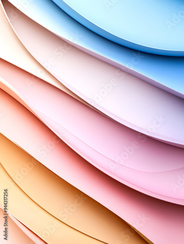 Layered Pastel Paper Curves