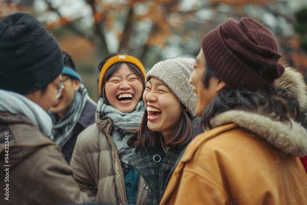 A group of people are smiling and laughing together, generative ai image A group of people are smiling and laughing together, generative ai image