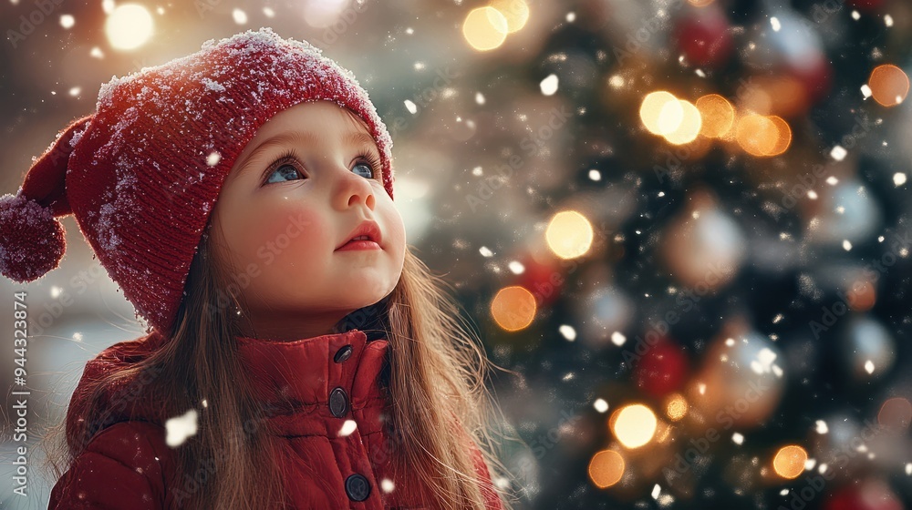 A little girl standing in front of a christmas tree A little girl standing in front of a christmas tree