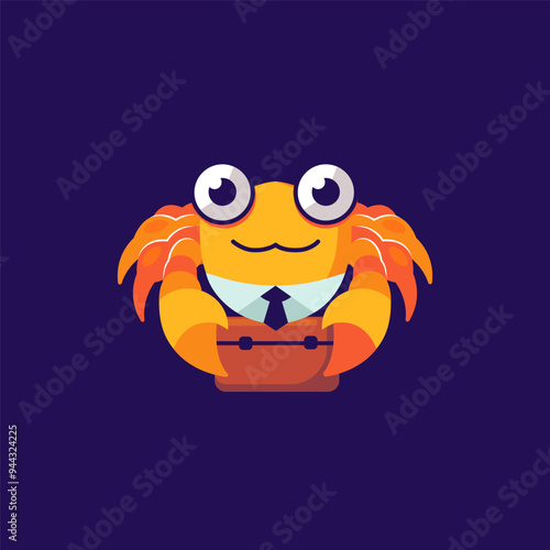 Tech and Business Cartoon Crab Logo in Vector
