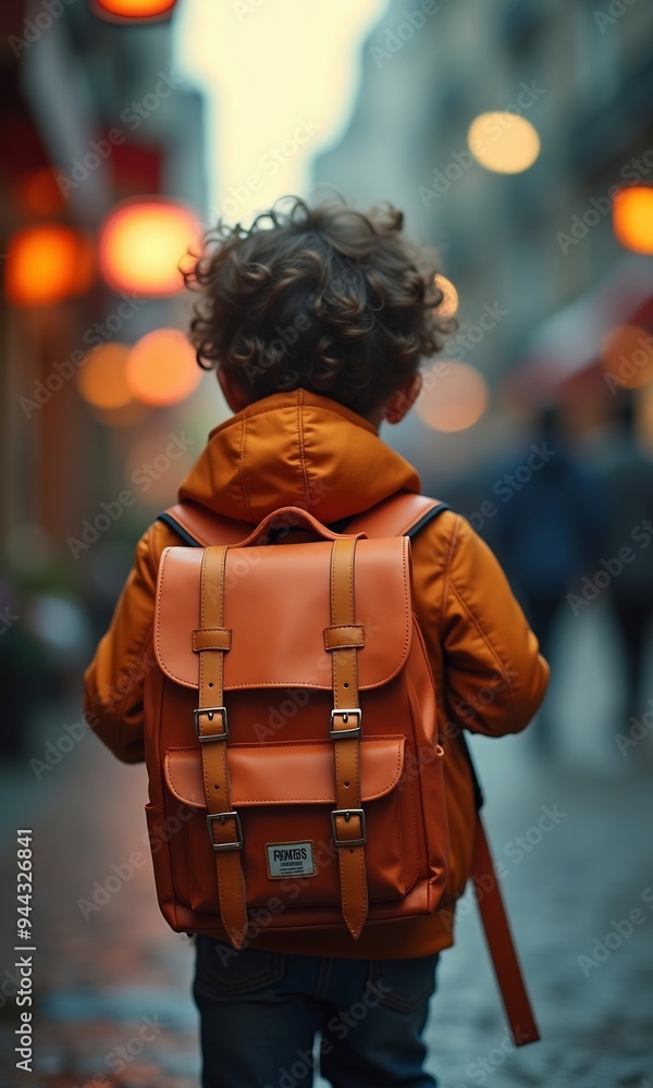 Obraz premium Funny little kid with backpack