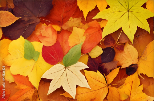 A group of colorful leaves laying on top of each other