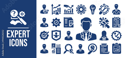 Expert icon set Collection of cooperation, team target, leadership, collaboration and more. Vector illustration