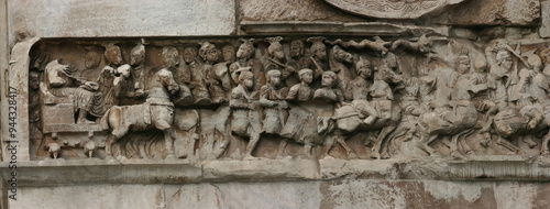 Arch of Titus,detail showing Roman leaders and their legion photo