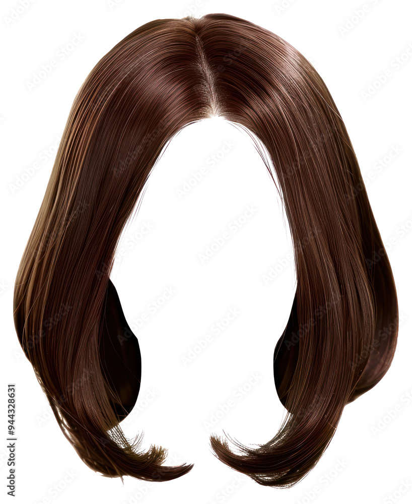 PNG Stylish brown bob wig PNG Stylish brown bob wig