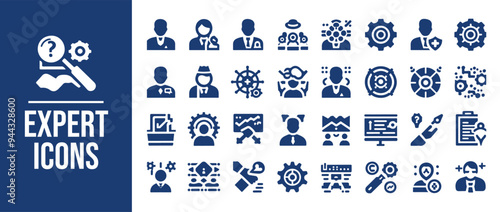 Expert icon set Collection of cooperation, team target, leadership, collaboration and more. Vector illustration