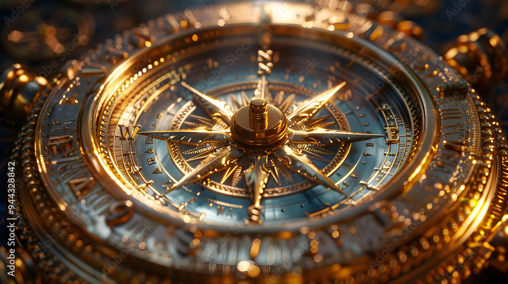 Golden Compass 3D Illustration Golden Compass 3D Illustration