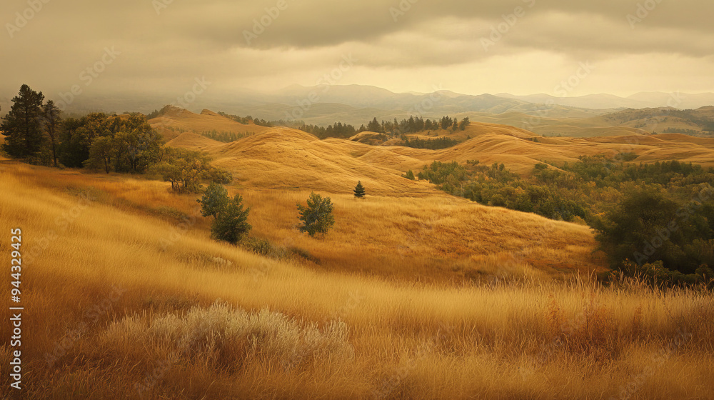 Fototapeta premium Russet hills like old movie scenes, with serene faces