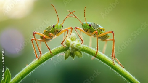 Wallpaper Mural Two Green Insects on a Stem Torontodigital.ca