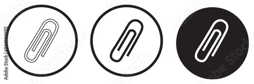 lip icon set. attach file or document paper clip vector symbol. paperclip sign in black filled and outlined style. Document Clip Icon Collection. Paper Clip for Files Vector Design.