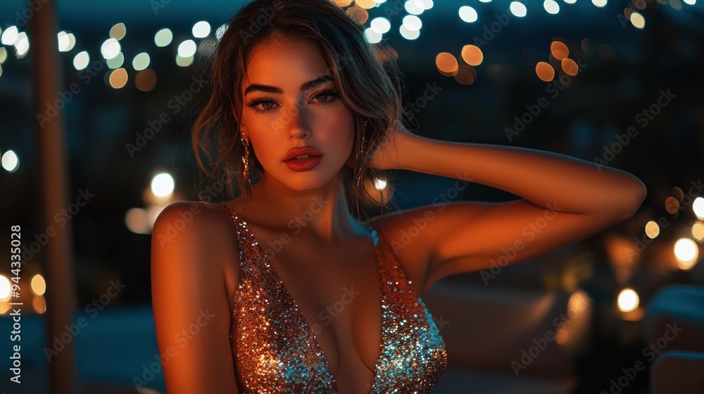 Glamorous Woman in a Sparkling Dress Glamorous Woman in a Sparkling Dress