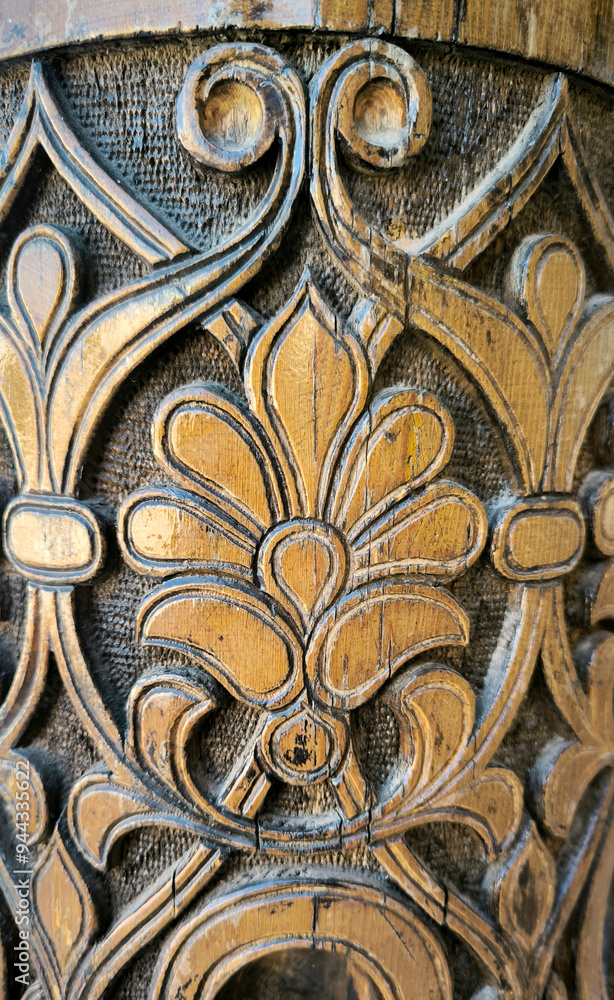 uzbek carved pattern texture in shape of growing flower uzbek carved pattern texture in shape of growing flower