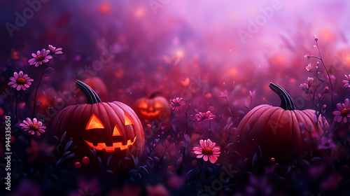 Jack glowing in a field of pink flowers, bathed in a magical purple light.