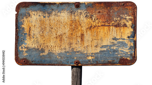 An old road sign, blank, vertically stretched on transparency background PNG