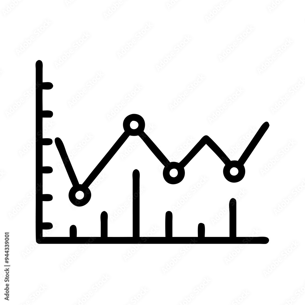 A line graph features data points connected by straight lines A line graph features data points connected by straight lines