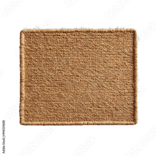 A textured fabric patch in a tan color, perfect for customization, sewing, or as a decorative element in craft projects. transparent background