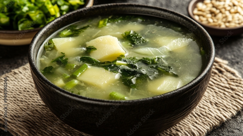 The national cuisine of Macau. Caldo verde (thick potato and cabbage soup) The national cuisine of Macau. Caldo verde (thick potato and cabbage soup)