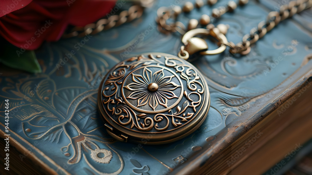 Obraz premium Ornate Antique Pocket Watch on a Vintage Book - Closeup Photography