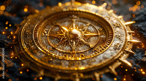 Wallpaper Mural Golden Compass Illustration Torontodigital.ca