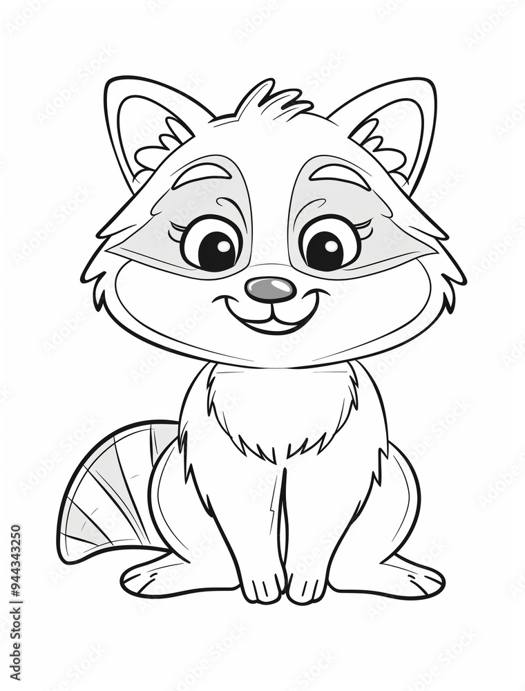 Obraz premium Delightful raccoon character ready for creative coloring adventures in a simple design for young artists