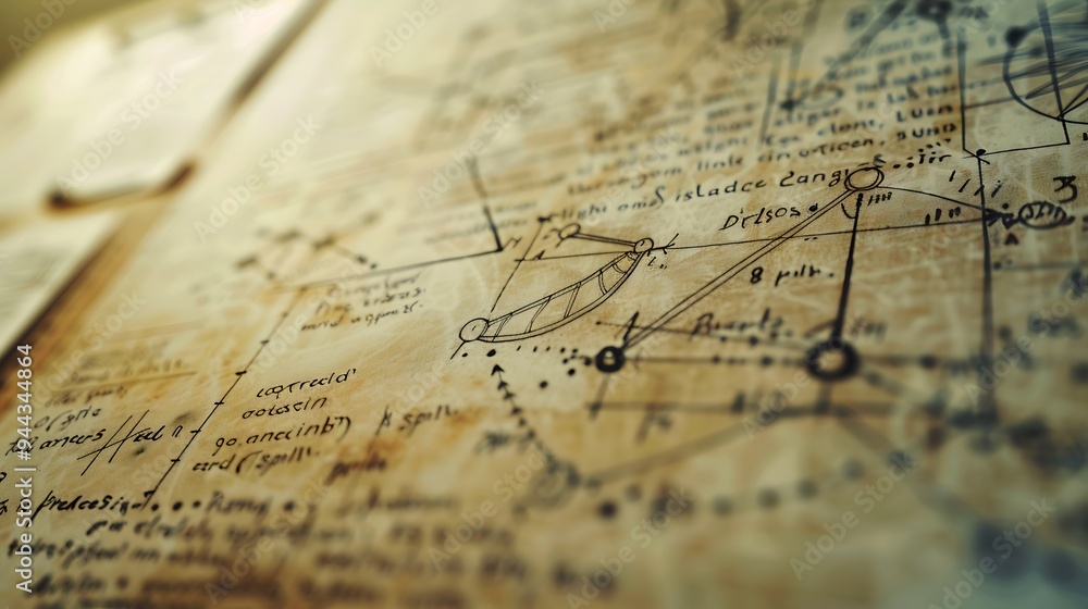 Close-up of intricate scientific equations and diagrams engraved in an old sketch and vintage style on a whiteboard, illustrating concepts in physics, mathematics, chemistry, and astronomy, Close-up of intricate scientific equations and diagrams engraved in an old sketch and vintage style on a whiteboard, illustrating concepts in physics, mathematics, chemistry, and astronomy,