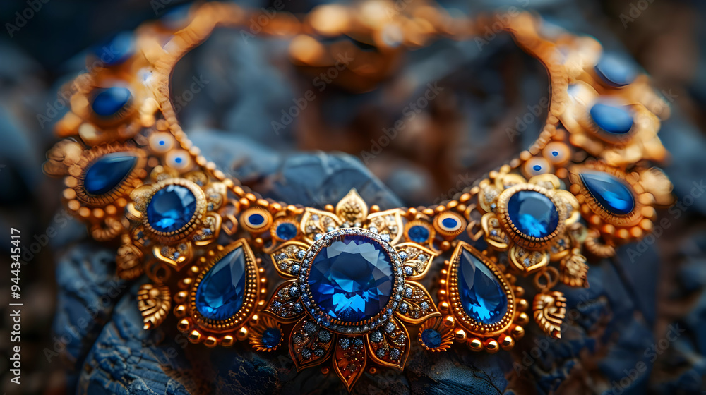 Blue Sapphire Necklace Illustration Blue Sapphire Necklace Illustration