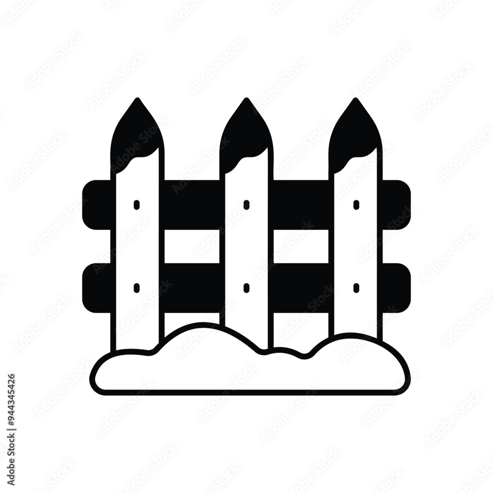 Snowy Fence vector icon Snowy Fence vector icon