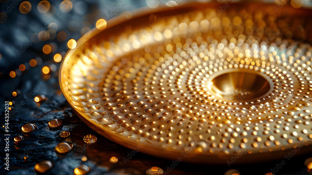Golden Tray with Bokeh Lights Abstract Background Golden Tray with Bokeh Lights Abstract Background