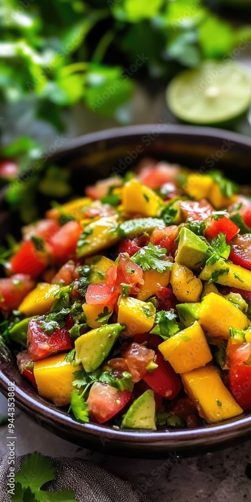 Avocado Mango Salsa Salad with Fresh Tomatoes and Lime Squeezer Avocado Mango Salsa Salad with Fresh Tomatoes and Lime Squeezer