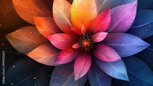  digitally enhanced image of a flower with multicolored petals, radiating warmth and beauty, blending artistic creativity with the natural elegance of flora.