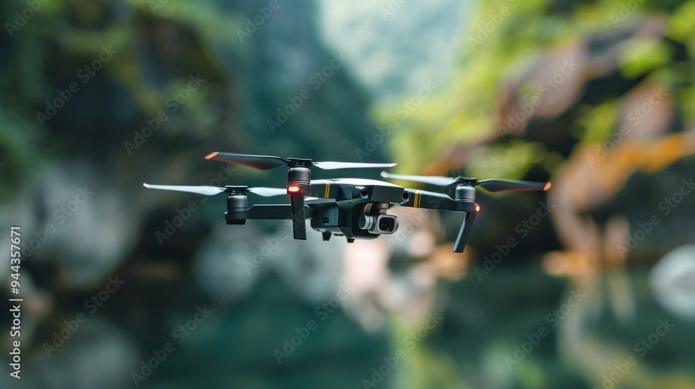 Drone in Flight with Nature Background Drone in Flight with Nature Background
