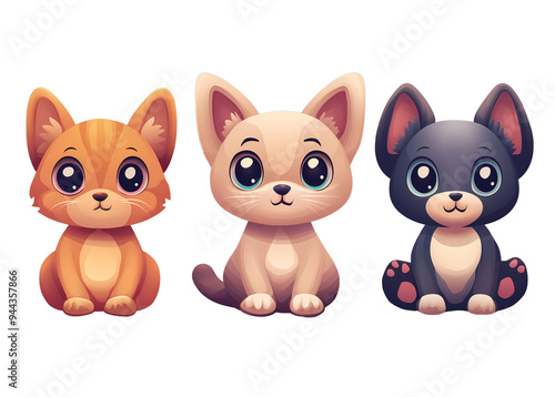 Cute, cartoon-style, Adorable Cartoon-Style Animal Vector Illustrations in Cute and Playful Designs