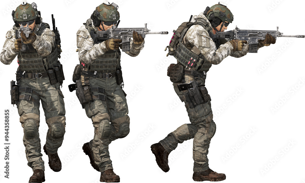 special forces combat soldier armed firing