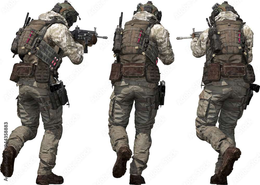special forces combat soldier armed firing