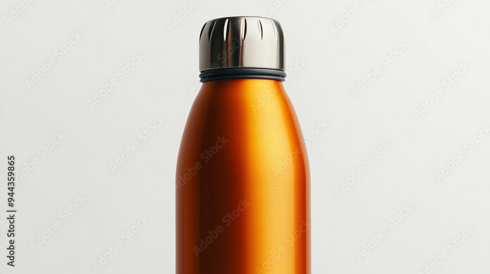 A close-up shot of a vibrant steel thermal water bottle in the color of the year, isolated against a white background A close-up shot of a vibrant steel thermal water bottle in the color of the year, isolated against a white background