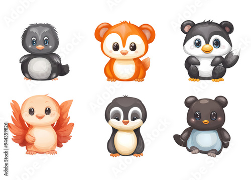 Cute, cartoon-style, Adorable Cartoon-Style Animal Vector Illustrations in Cute and Playful Designs