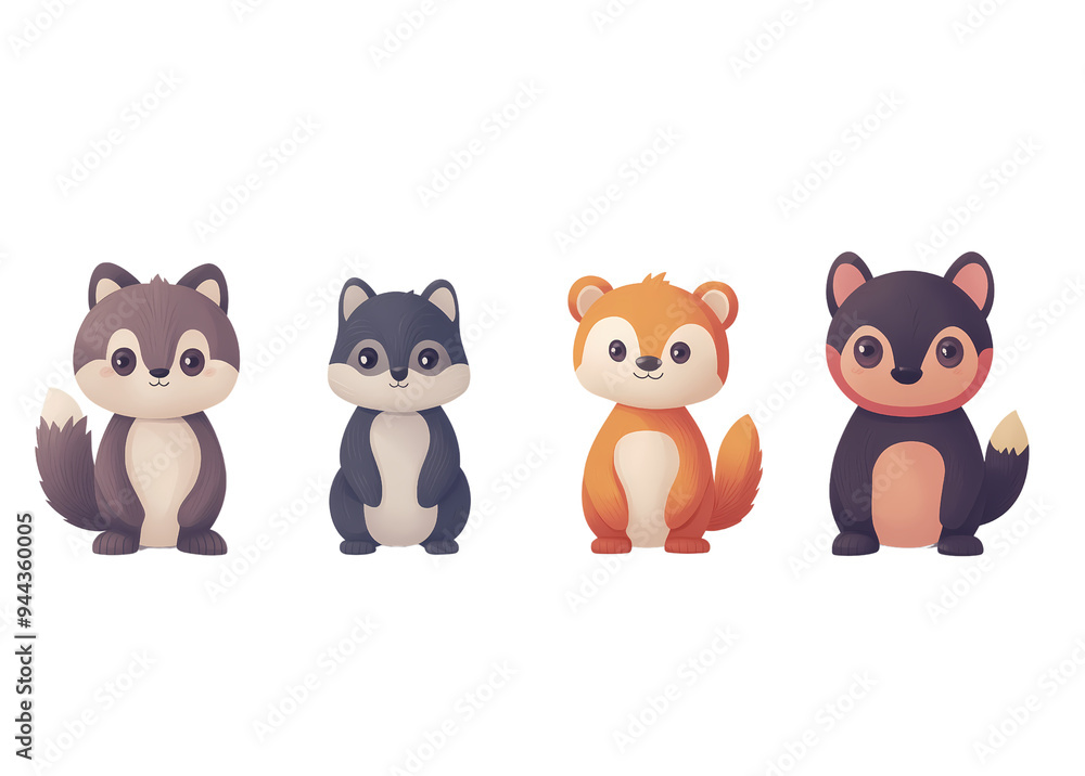 Cute, cartoon-style, Adorable Cartoon-Style Animal Vector Illustrations in Cute and Playful Designs Cute, cartoon-style, Adorable Cartoon-Style Animal Vector Illustrations in Cute and Playful Designs