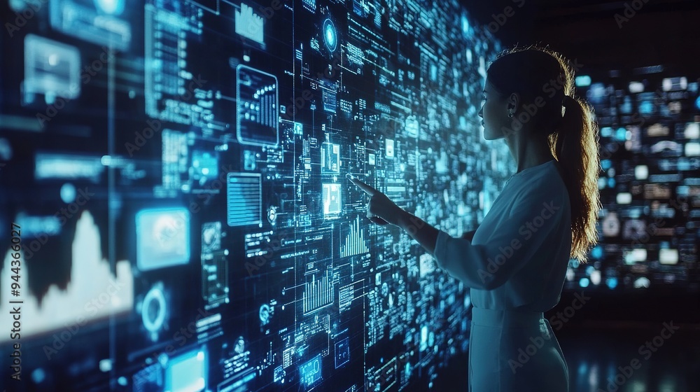 A team implementing digital transformation strategies, with digital interfaces and advanced tools in use. A team implementing digital transformation strategies, with digital interfaces and advanced tools in use.