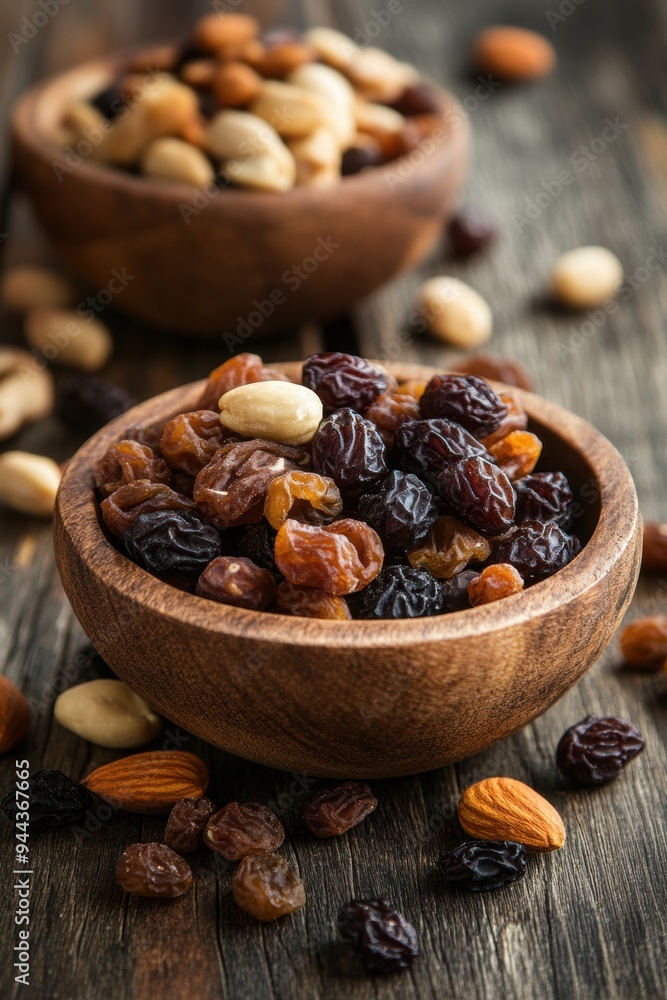 Raisin grain in bowl closeup view Raisin grain in bowl closeup view