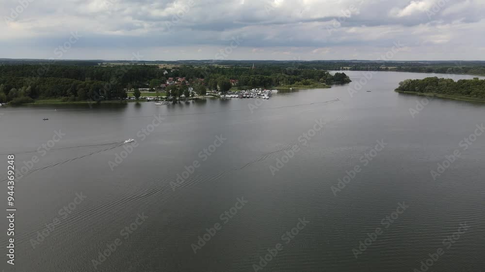 Fly over the a green and scenic nature area called Jabelscher See which is located at the Mecklenburg Vorpommern Lake area as the known former East Germany region