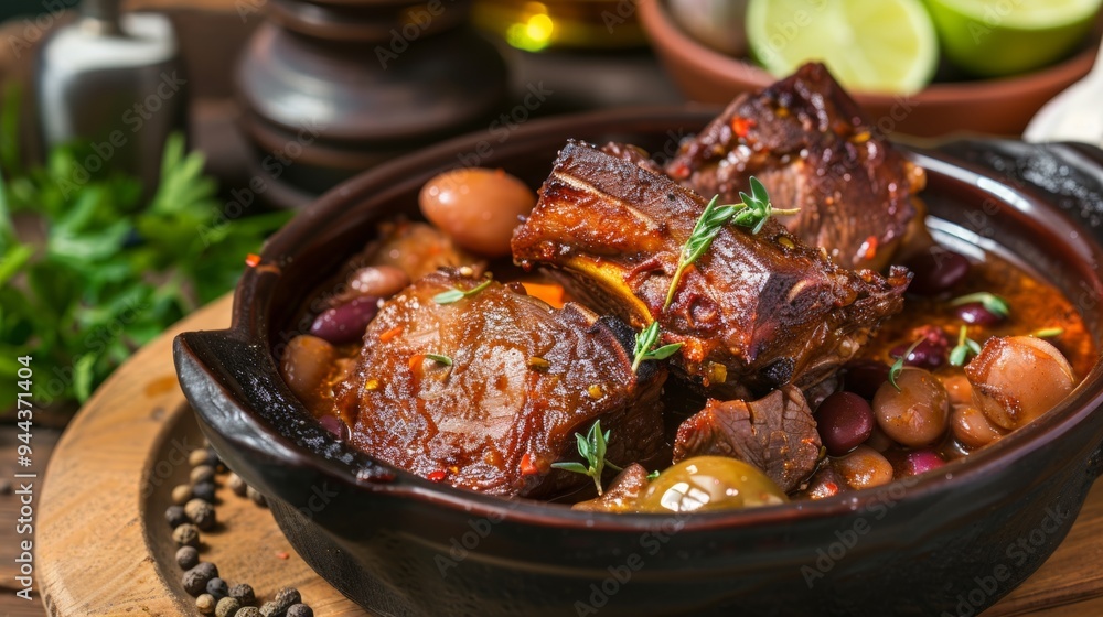 The national cuisine of Cuba. Cuban meat with beans. The national cuisine of Cuba. Cuban meat with beans.