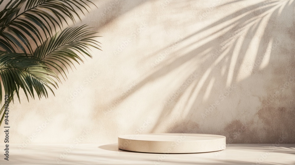 Minimalist Product Display with Palm Shadow Minimalist Product Display with Palm Shadow