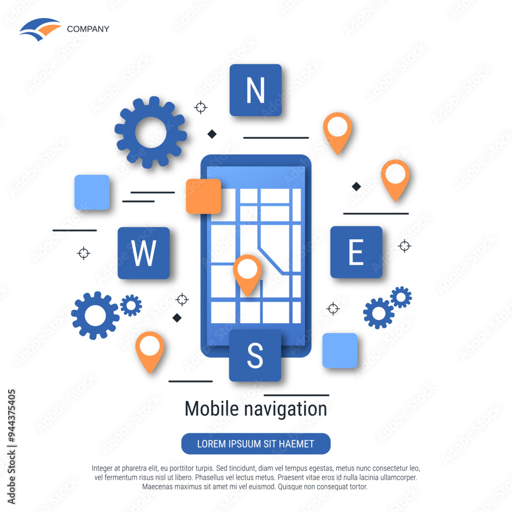 Mobile navigation flat style vector concept illustration Mobile navigation flat style vector concept illustration