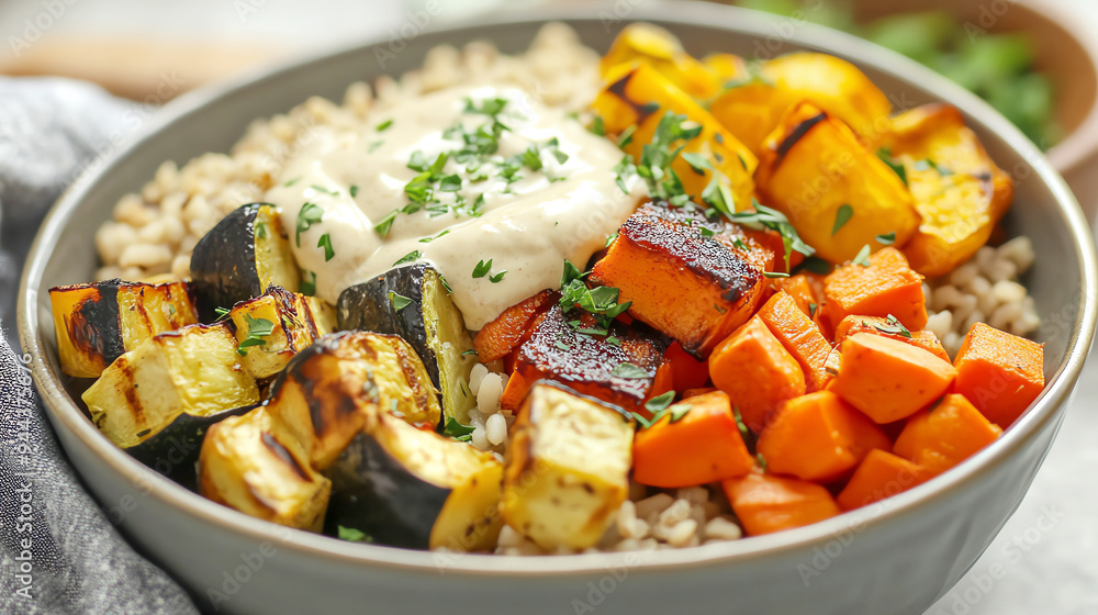 Buddha Bowl with Brown Rice, Roasted Veggies, and Tahini Sauce A nutrientdense, customizable dish Buddha Bowl with Brown Rice, Roasted Veggies, and Tahini Sauce A nutrientdense, customizable dish