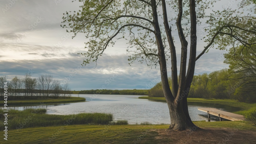Schöne Baum Landschaft Mit See Schöne Baum Landschaft Mit See