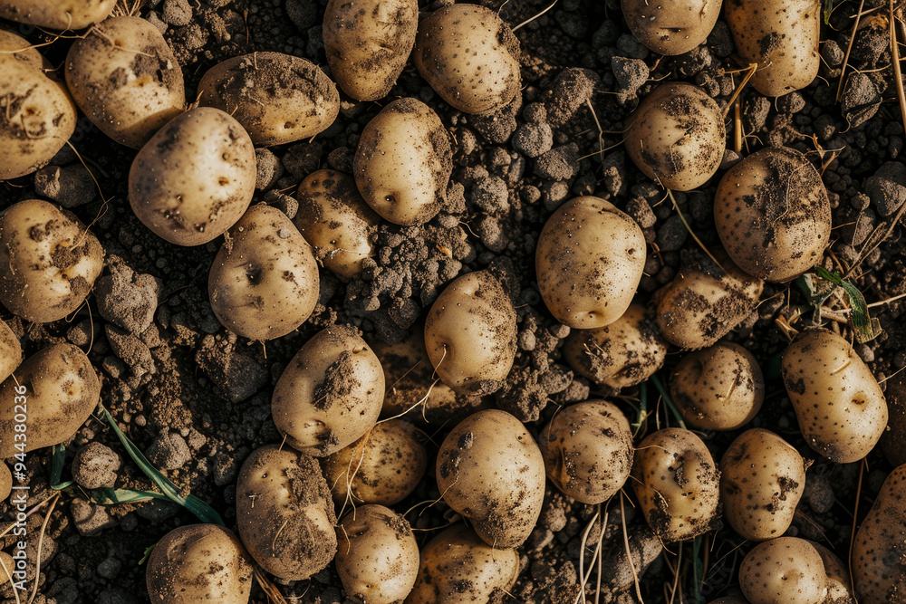 A bunch of potatoes are scattered on the ground A bunch of potatoes are scattered on the ground
