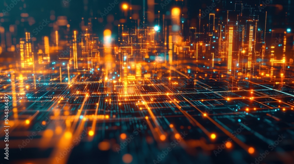 Techno-Futuristic Cyber Grid - Fusion of Technology and Virtual Reality in Ultra-Realistic Digital World Techno-Futuristic Cyber Grid - Fusion of Technology and Virtual Reality in Ultra-Realistic Digital World