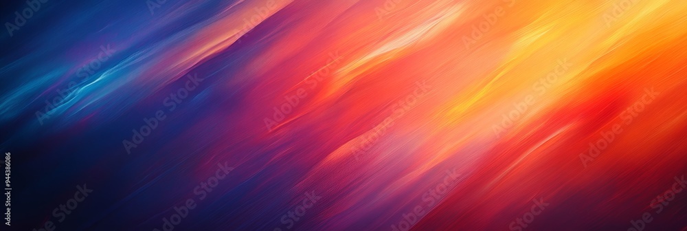 Obraz premium Vibrant shades of orange, blue, and red blend together, creating a dynamic and colorful abstract design reminiscent of sunset hues