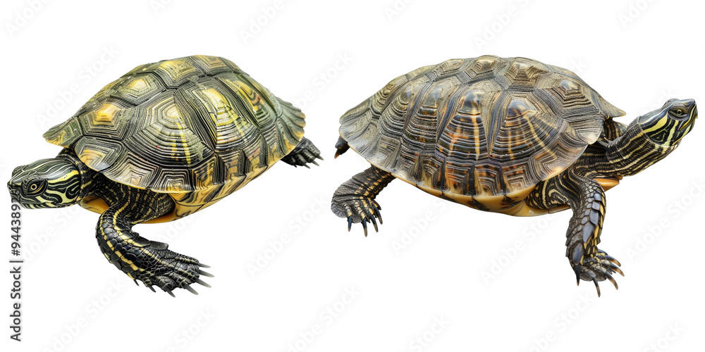 Turtle isolated on transparent background, Turtle isolated on transparent background,