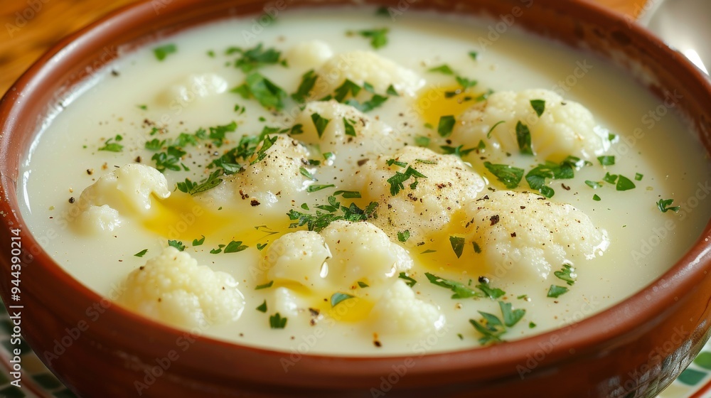 The national cuisine of Cuba. Cuban cauliflower soup with cheese sauce. The national cuisine of Cuba. Cuban cauliflower soup with cheese sauce.